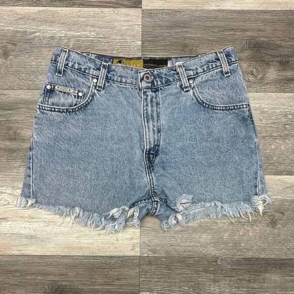 Vintage 90s Levis Silver Tab Lean Blue Womens 32" High Rise Cutoff‎ Shorts USA - Picture 1 of 10